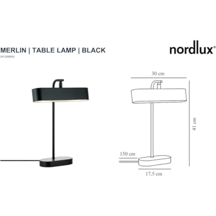 Nordlux Merlin Tischlampe, moderne Bibliotheksleuchte aus schwarzem Metall mit verstellbarem Schirm, G9-LED-kompatibel – Bild 6