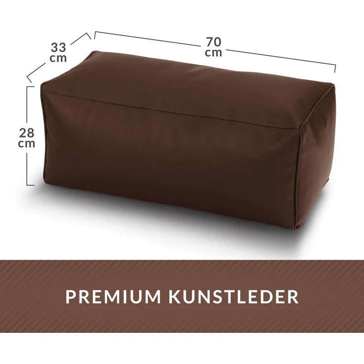 Green Bean® Sitzhocker aus Kunstleder - Pouf mit EPS Perlen Füllung - 70 x 33 x 28cm - perfekte Ergänzung zum Sitzsack - Dunkelbraun – Bild 4