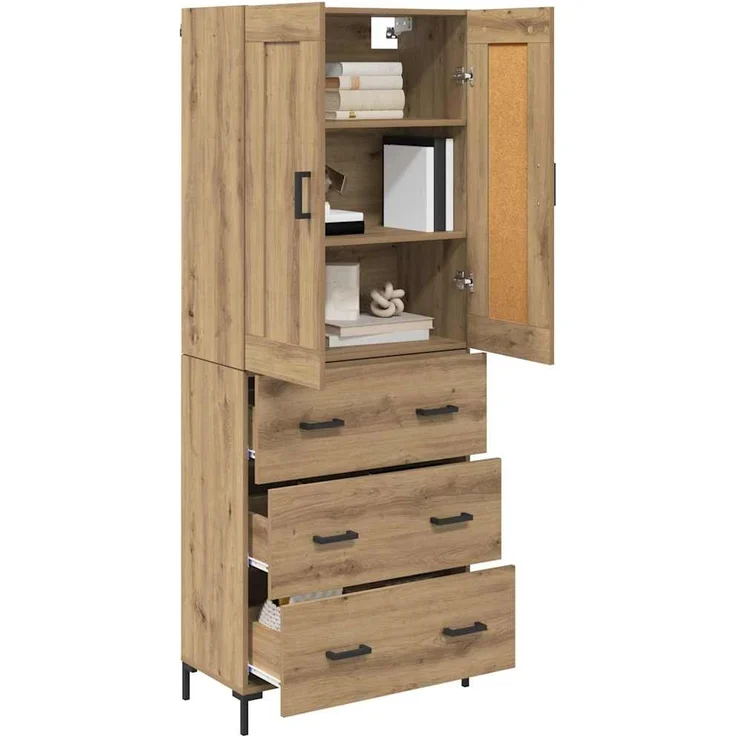 vidaXL Highboard mit Schubladen 2 pcs Artisan-Eiche Holzwerkstoff 3415887 – Bild 2