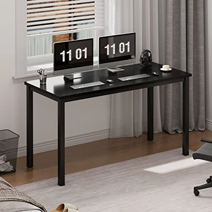 SogesHome PC Schreibtisch Computertisch 100 x 60 x 75 cm Bürotisch Workstation für Home Office Verwenden Schreibtisch, Esstisch Konferenztisch, Schwarz – Bild 2
