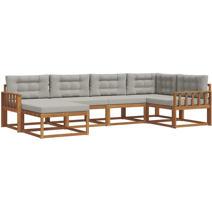 vidaXL Outdoor-Sofagarnitur 6 stk. 6-Sitzer Natur und Hellgrau 3367819 – Bild 2