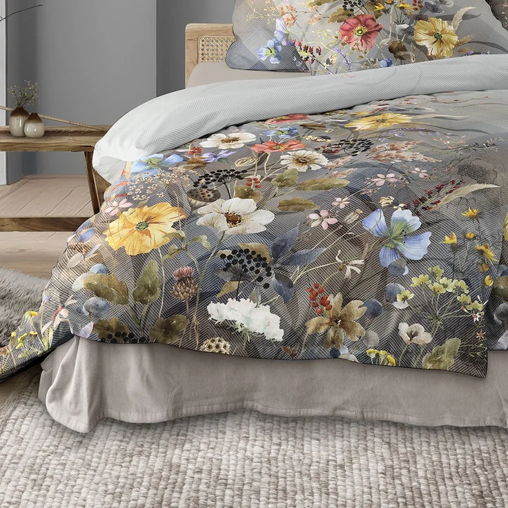 Irisette Flausch Cotton Bettwäsche Zobel 8707-90 Blumen grau 135x200 – Bild 4