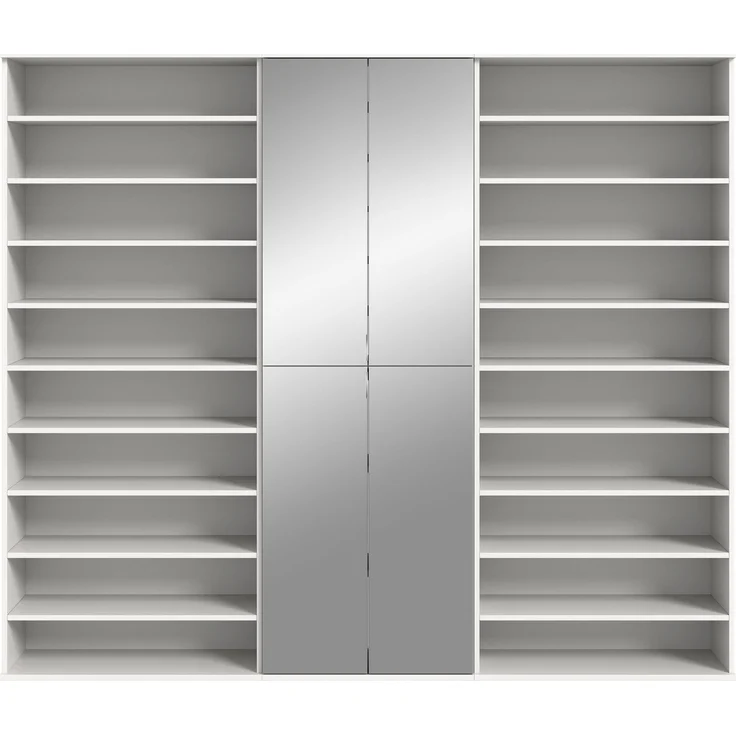 Garderobenschrank Weiß Hochglanz, 222x193x34 cm, Spiegelschrank – Bild 5