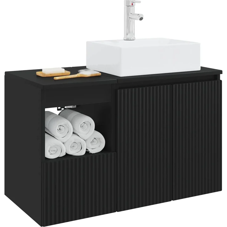 vidaXL Badezimmerschrank-Set 2 stk. Schwarz 79,5 x 41 x 79,5 cm 3404055 – Bild 3