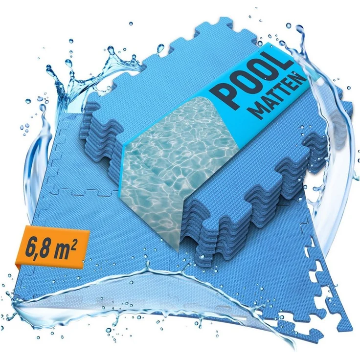NEOLYMP Whirlpoolmatte Robuste Bodenschutzmatte - Fitness - Schutzmatte Boden - Fitnessmatte, BxLxH: 32 x 32 x 32 cm, (72 Puzzlestücke inkl. Randteile, 18 Schutzmatten Pool inklusive Randstücke - Puzzletechnik Poolboden) – Bild 1