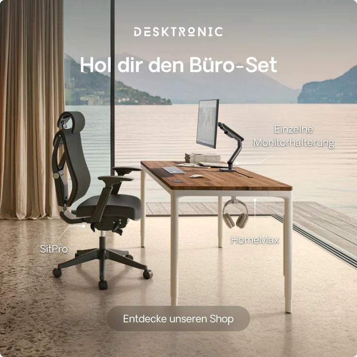 Desktronic Elektrisch höhenverstellbarer Schreibtisch HomeMax 160x80 cm Weiß/Massives Walnussholz mit Memory-Funktion, Anti-Kollisions Technologie, USB-A und USB-C-Ladeanschlüssen – Bild 10
