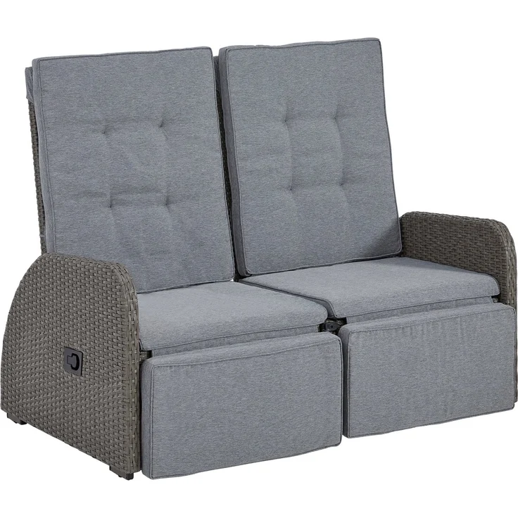 KONIFERA Gartenlounge-Set Vigo, (Set, 8-tlg, 2x Sessel, 1x 2er Sofa, 1x Tisch 120x60x60cm, inkl. Auflagen), Polyrattan, Aluminium, verstellbare Rückenlehne und Fußablage – Bild 2