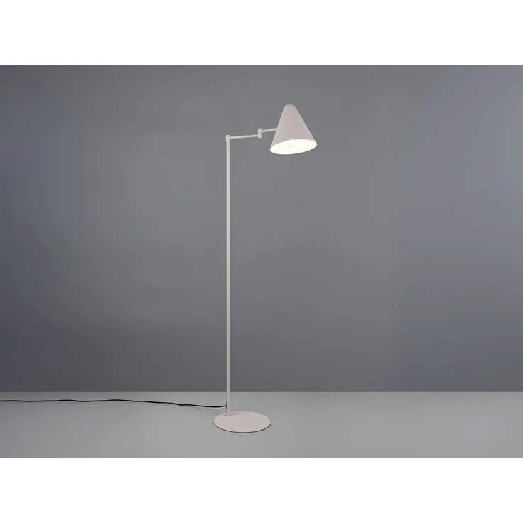 Kleine LED Stehleuchte mit Schwenkarm aus Metall Hellgrau, Höhe 126,5cm – Bild 1
