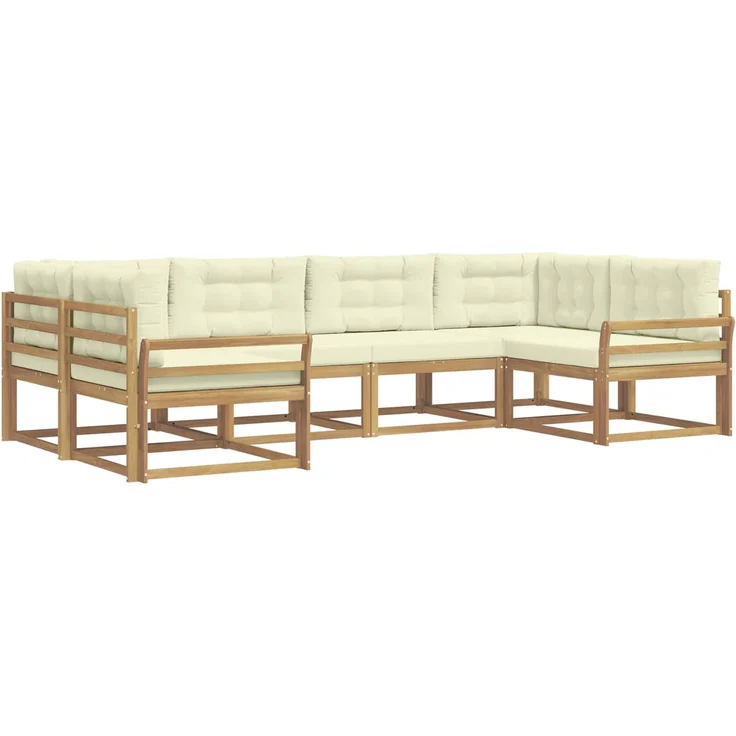 vidaXL Outdoor-Sofagarnitur 6 stk. 6-Sitzer Weiß und Creme 3386934 – Bild 2