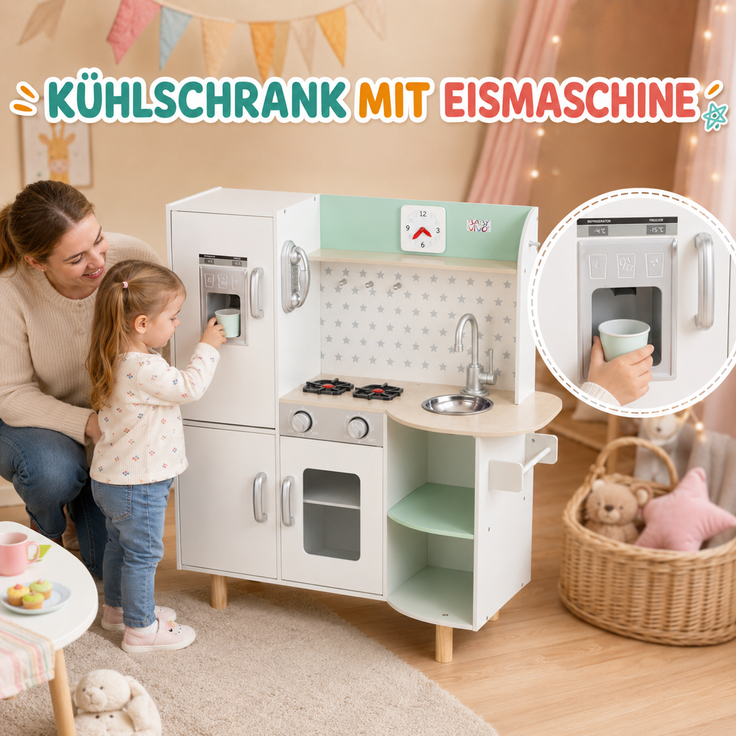 Baby Vivo Kinderküche Spielküche aus Holz - Gustavo in Weiß – Bild 4
