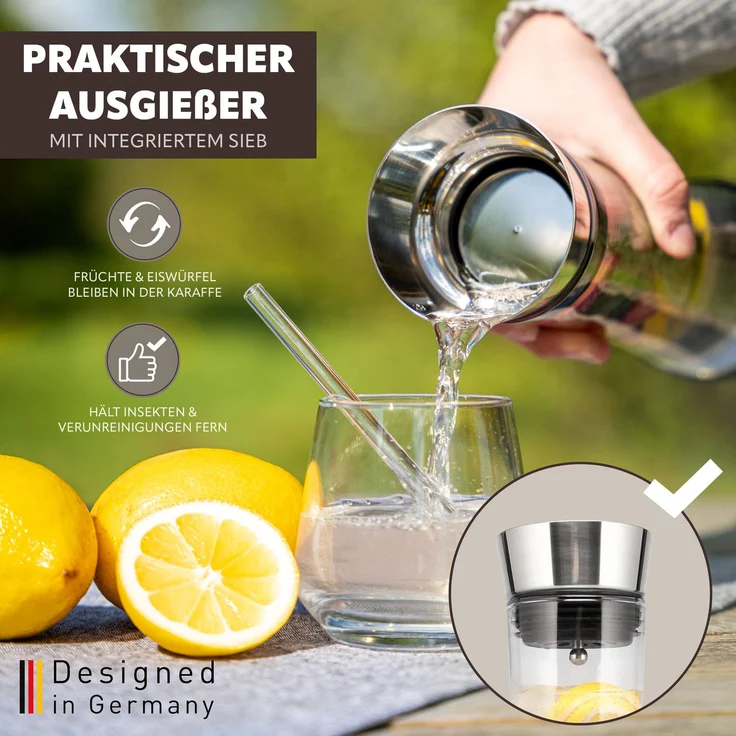 bremermann Luna Glaskaraffe mit Edelstahl-Deckel, 1 Liter – Bild 3