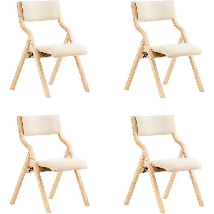 SoBuy Klappstuhl FST40, Küchenstuhl, Esszimmerstuhl, Holzstuhl, Faltbar, Küche, Büro, Küchenstuhl mit gepolsterter Sitzfläche und Lehne – Bild 1