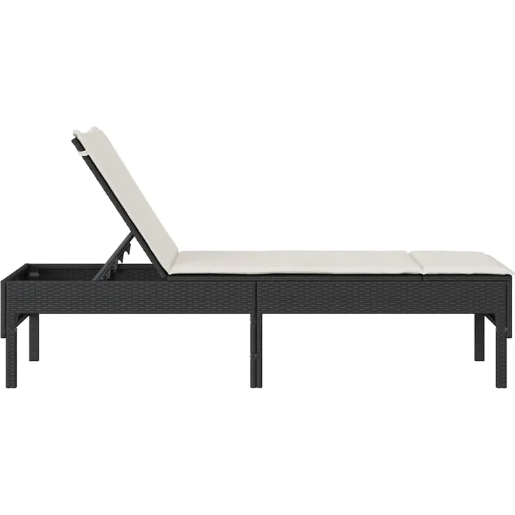 vidaXL Sonnenliege mit Auflage Schwarz 55x200x44 cm Poly Rattan 4104100 – Bild 5