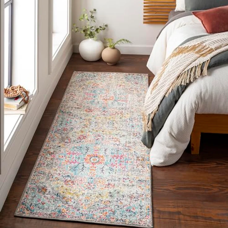 Livabliss Teppich MUNICH, rechteckig, Höhe: 11 mm, Vintage Orientteppich, Kurzflor Boho Wohnzimmerteppich, Läufer – Bild 2