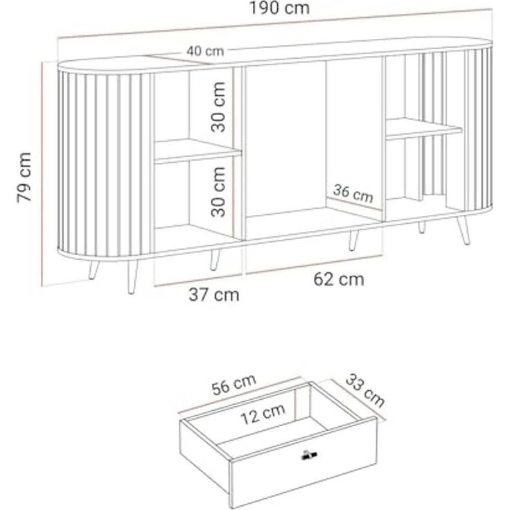 Lookway Kommode ELODIE II 2D3D mit gefrästen Fronten und Soft-Close-System, Breite: 190 cm – Bild 3
