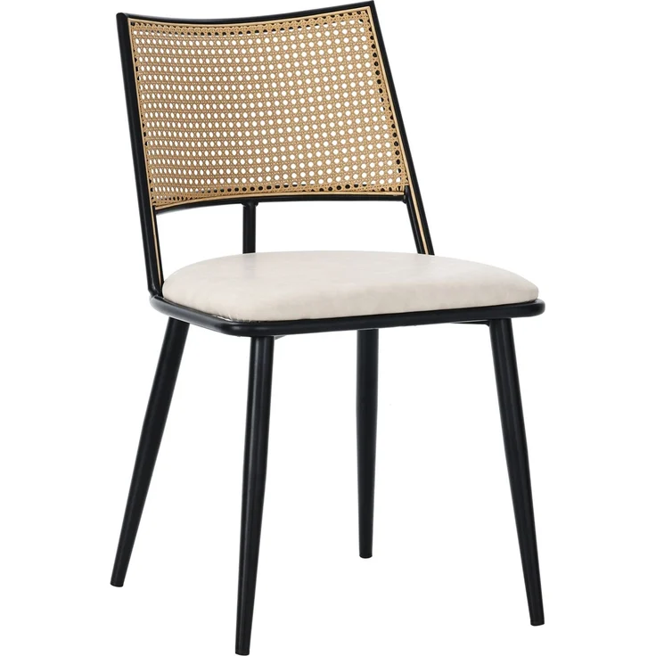 Esszimmerstuhl-Set 80cm×46cm×48cm in Schwarz mit Rattan-Rückenlehne und PU-Sitz – Bild 8