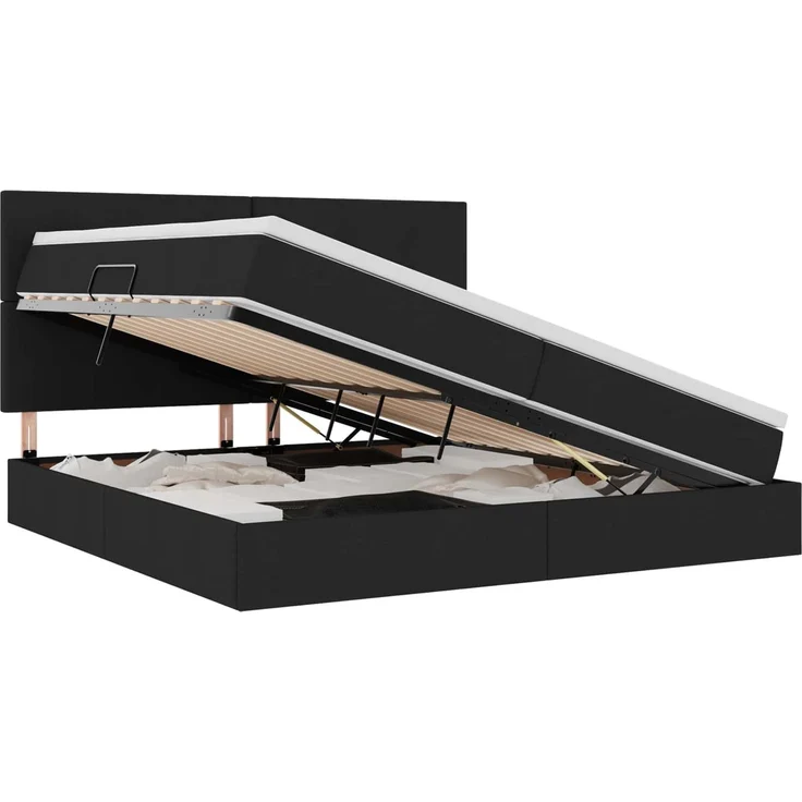 vidaXL LED-Speicherbett mit Matratze Schwarz 200 x 200 cm Stoff 3372377 – Bild 2