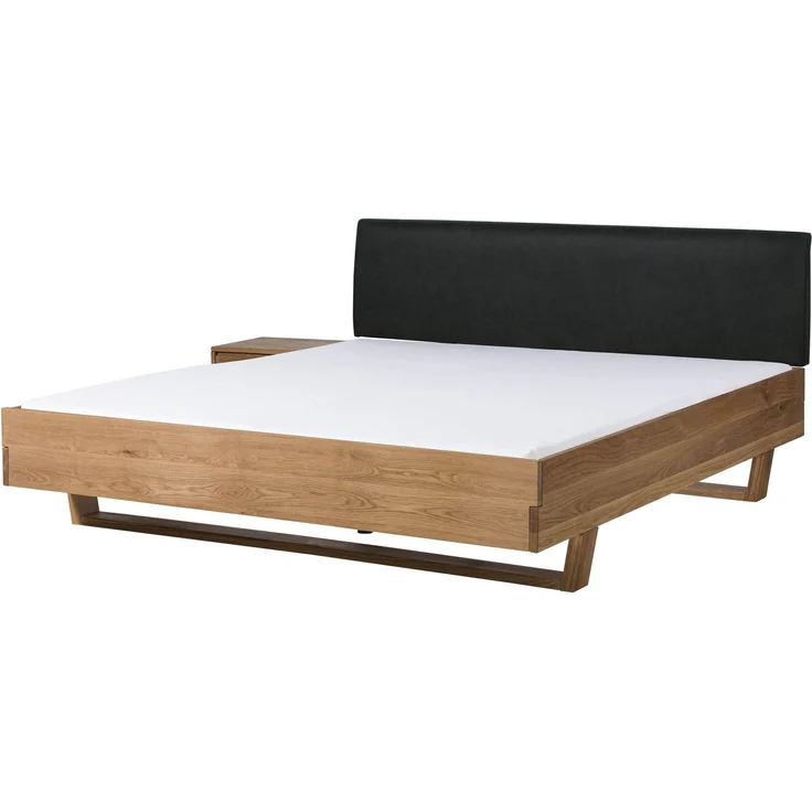 Bett mit Nachttisch links Eiche 160x200x85 natur geölt, Kopfteil anthrazit FICHTELBERG #50 – Bild 1