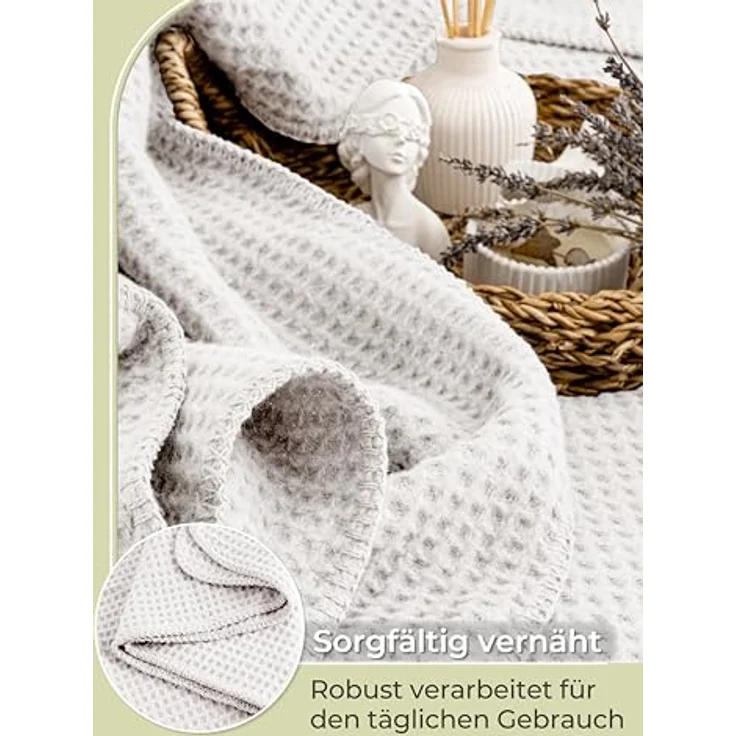Wohndecke Wohndecke Waffelpique aus Baumwolle - Kuscheldecke, Baumwolldecke -, Laynenburg, Decke als Sofa-decke, Couchdecke, Wolldecke aus Baumwollmix – Bild 7