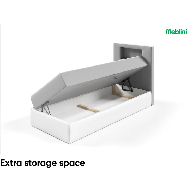 MEBLINI Kinderbett mit Bettkasten GARETH 1 100x200 Rechts – H3/Dunkelgrau Samt Gepolstert Einzelbett mit Matratze - Polsterbett mit Stauraum - Bett mit Kopfteil – Stauraumbett – Bild 2