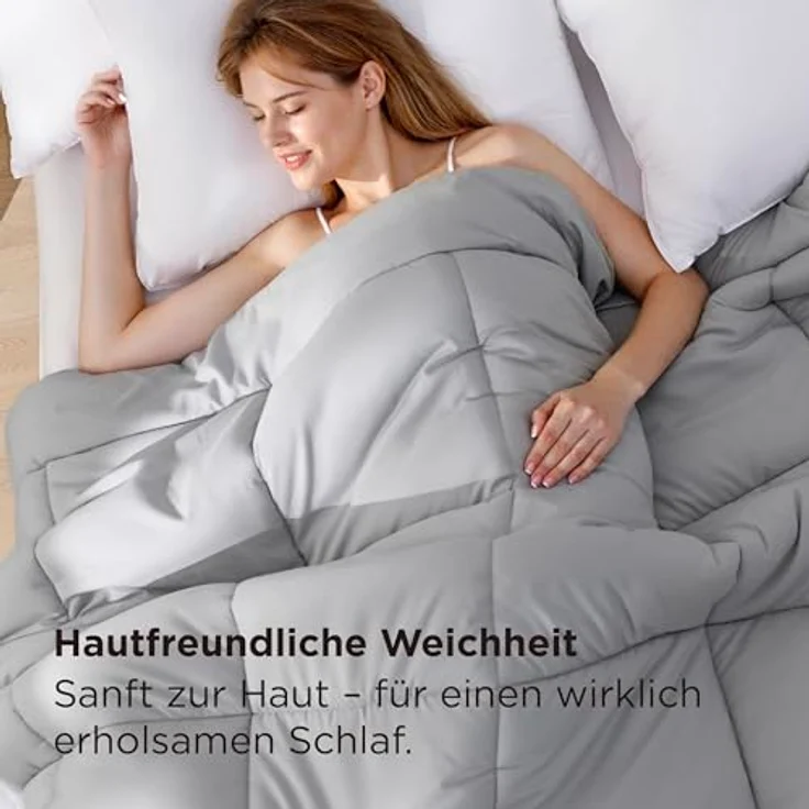 BEDSURE Bettdecke 135x200 Winterdecke 450gsm - Warm Winterdecke 135x200 cm für Winter, 200x135 Waschbar Dicke Winterbettdecke, Grau – Bild 4