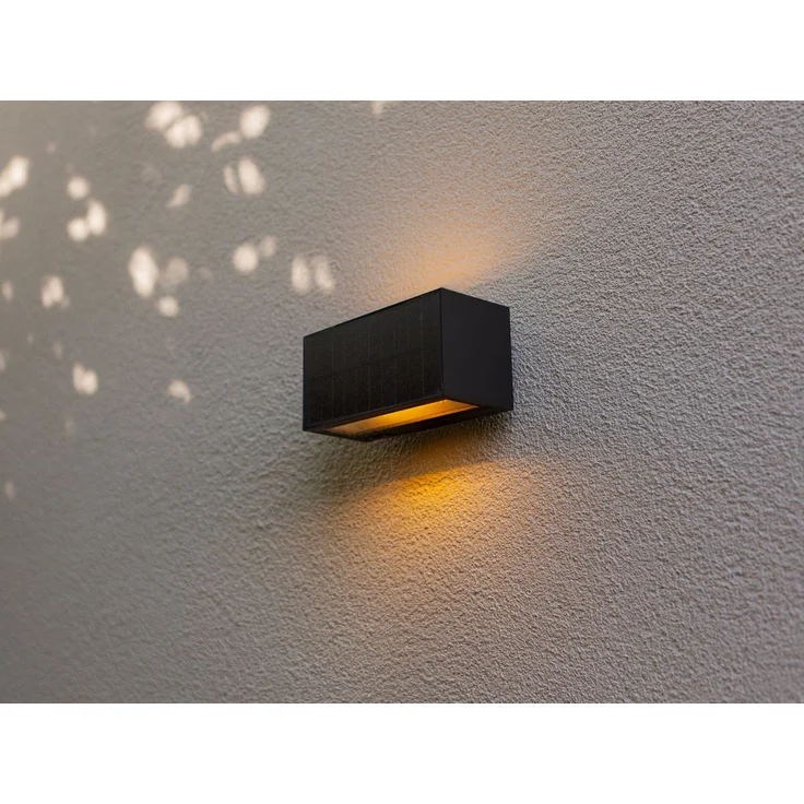 HYBRID LED Außenwandleuchte INKA, Solar & Strom 230V, Anthrazit 18cm breit – Bild 3