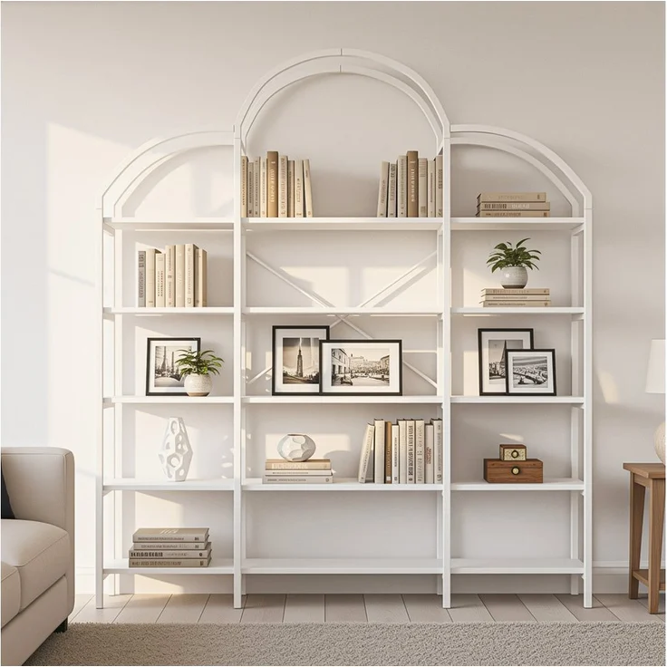 STILVORA Bücherregal Wolkenform Weiß, 170 x 26 x 190 cm, Metallregal mit 5 Schichten, stabile Stahlrohr-MDF-Konstruktion