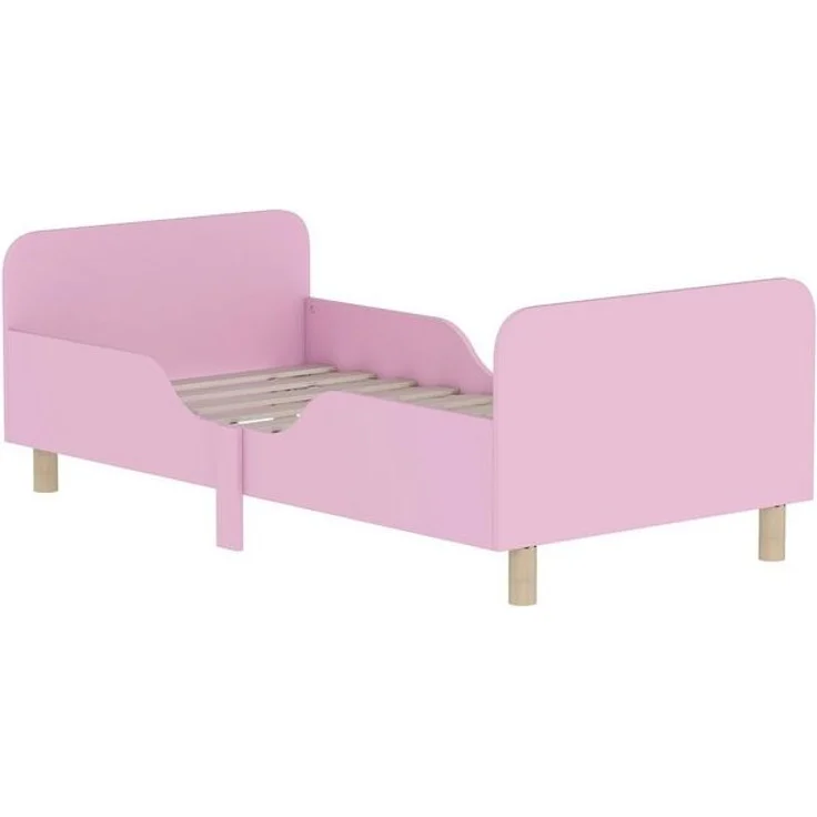 AIYAPLAY Kinderbett mit Rausfallschutz, Lattenrost, Kopf- und Fußteil (140x70 cm Jugendbett, 1-tlg, Einzelbett aus Holz), Holzbett für Mädchen und Jungen, Rosa – Bild 4