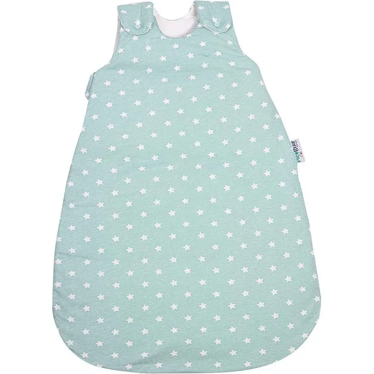 pic Bear Babyschlafsack HONEY, mitwachsend, atmungsaktiv, Ganzjahres-Babyschlafsack 100% Baumwolle, größenverstellbar, antiallergisch (Sterne celadon-grün, 50/56)