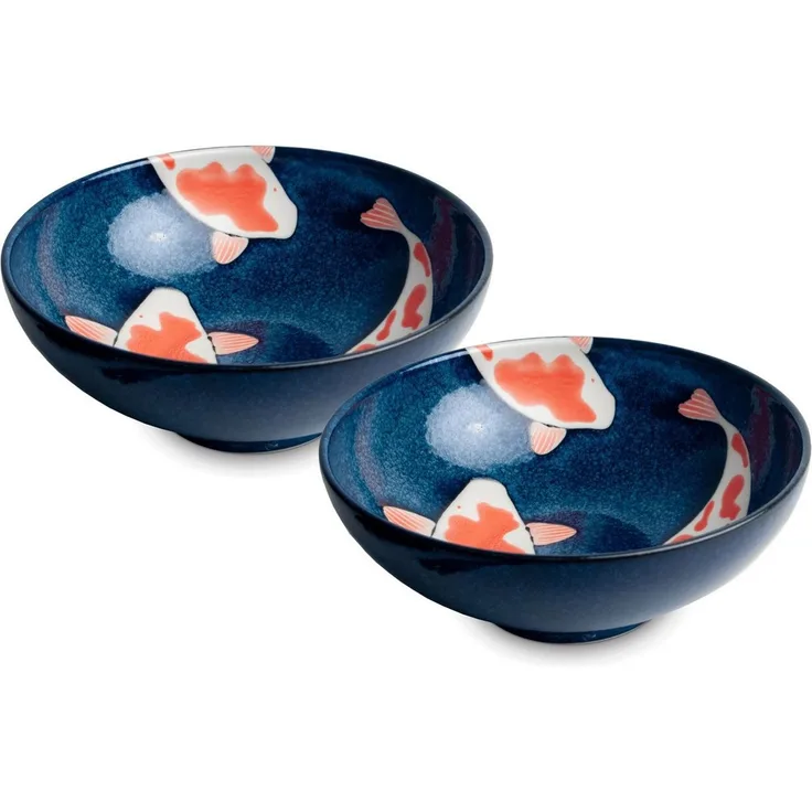WestCraft Suppenschale Koi-Bowls ASIATICA, Ramen Bowl Schalen aus Porzellan, versch. Größen, Porzellan, Hochwertig, asiatische Reis-, Nudel-, Tapas-, Udon-, Müsli-Schüssel