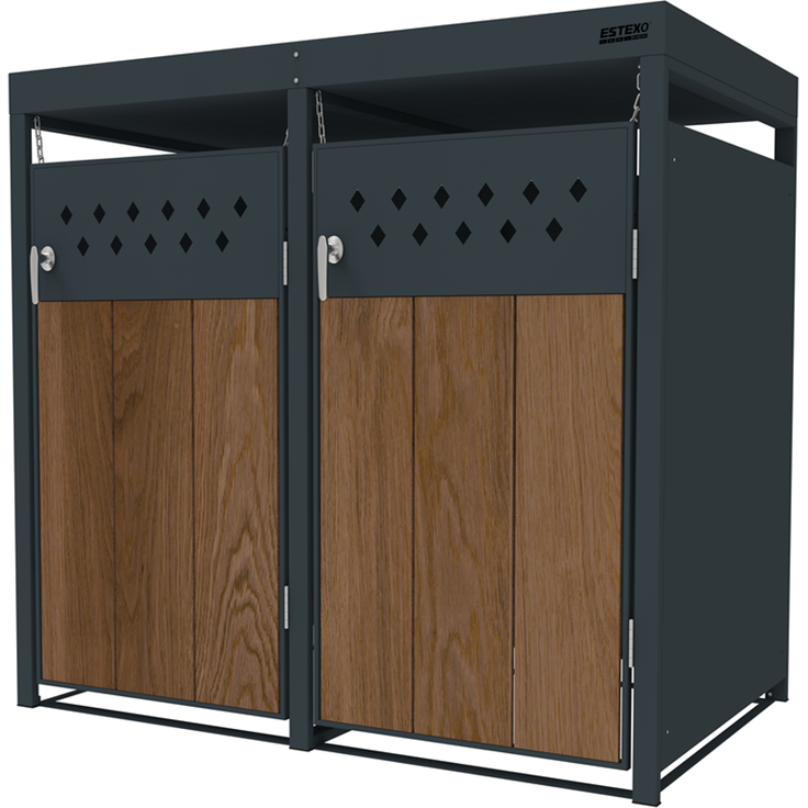 Mülltonnenbox Müllbox Mülltonnenverkleidung 2 Türen Box Pflanzdach Anthrazit – Bild 7