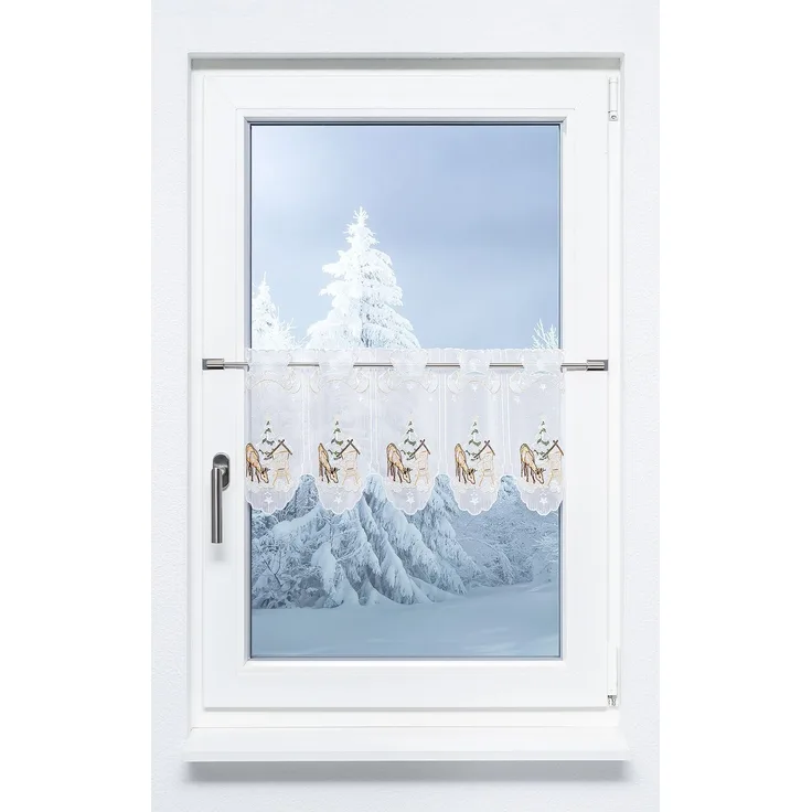 Scheibengardine Plauener Spitze - Futterkrippe (Bx H) 226.80cm * 30cm Braun/terrabraun