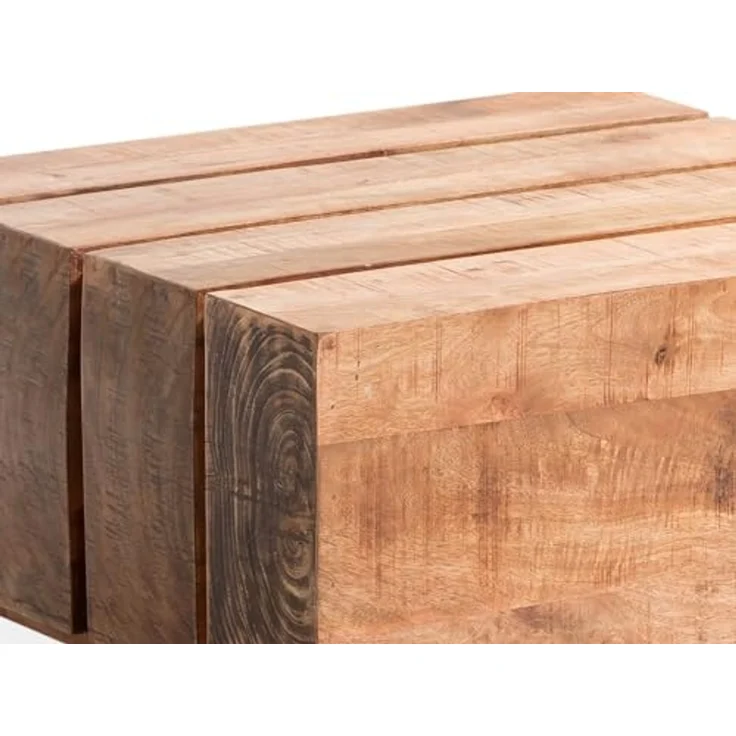 Rustikaler Couchtisch Dakota im Balkendesign – 70x70 – Wohnzimmertisch aus Massivholz – Bild 4