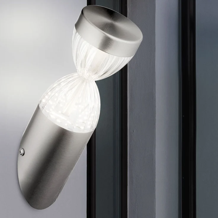 2er Set LED Außenwandlampe, silber, Fackel Design, H 26,5 cm – Bild 3