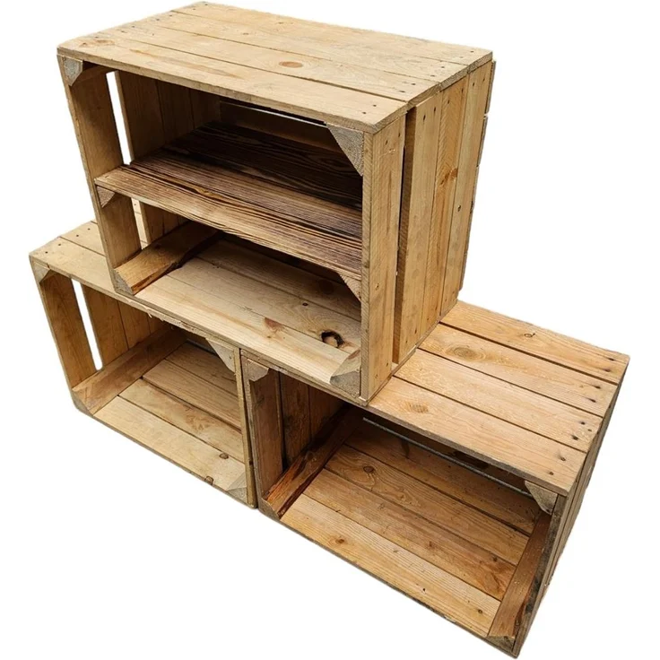 Holzkisten Vintage 3er Set 50 x 40 x 30cm mit Regal lang verbaut – Bild 3