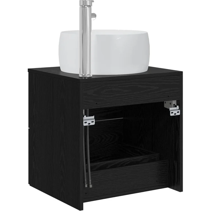 vidaXL Wandmontierter Waschbeckenunterschrank Schwarz Eichen-Optik 890311 – Bild 5