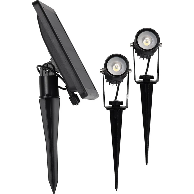 Gartenstrahler Set Solar mit 2 SpotsSolarzelle, Erdspieß, 3000k, IP65 – Bild 6