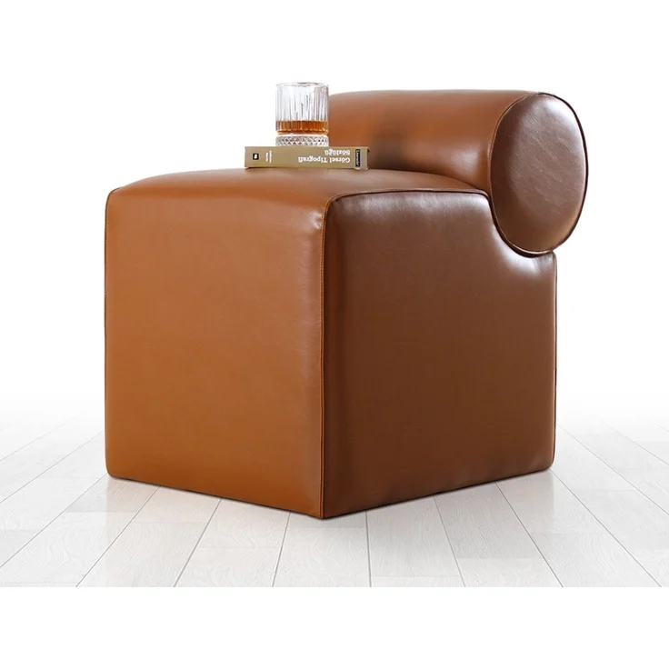 Hanah Home 'Rohin Deri Puf - Brown' Pouffe, Braun, 45 x 56 x 60 cm – Bild 5