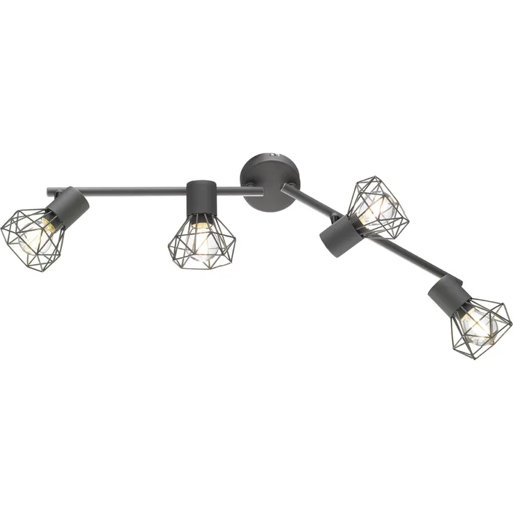 Fischer & Honsel 22266 Wand- und Deckenleuchte Ran grau matt, chrom 4-flammig