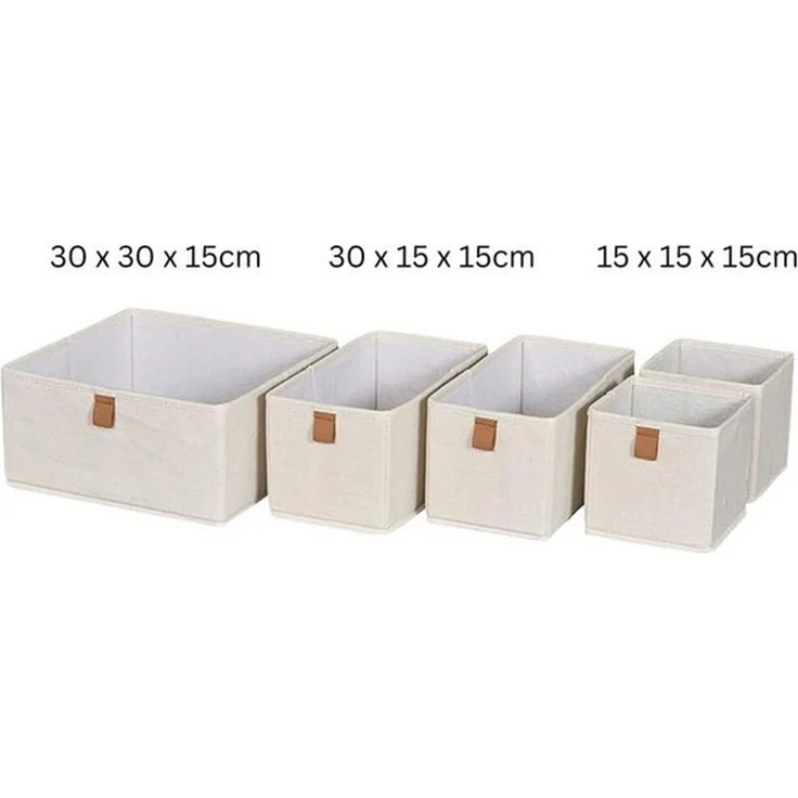hausleben Aufbewahrungsbox Faltbare Organizer-Boxen mit Griff (1 St, 5er-Set), Kartonverstärkt - Faltschachteln für Schrank – Bild 3