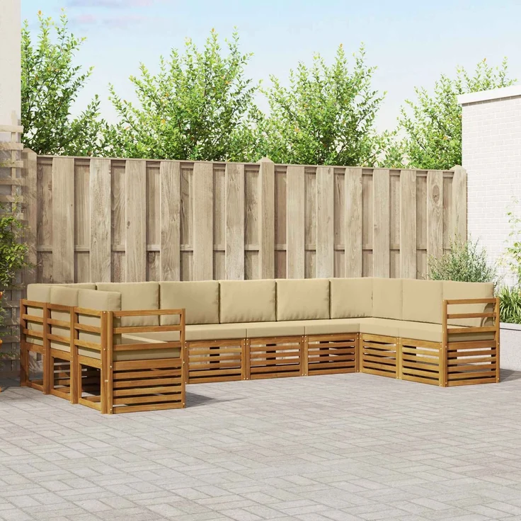 vidaXL Outdoor-Sofagarnitur 10 stk. 10-Sitzer Natur und Beige 3375543 – Bild 1