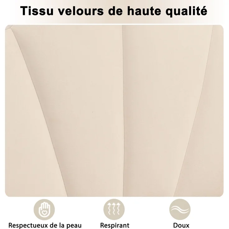 Polsterbett 140×190 cm mit höhenverstellbarem Kopfteil, Samtbezug, Beige, ohne Matratze – Bild 8
