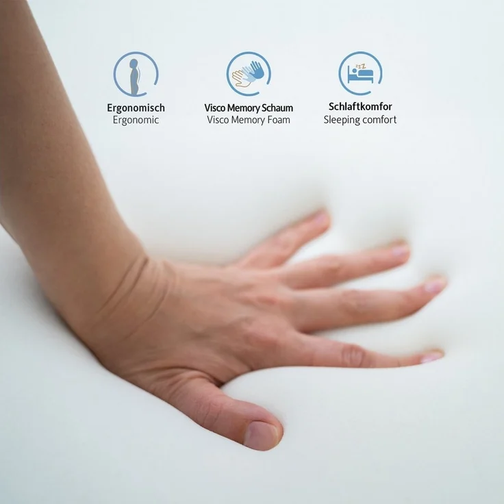 Komfortec Nackenstützkissen aus Memory Foam, Orthopädisches Kopfkissen, Füllung: 100% Visco-Memory Schaum, Seitenschläfer, Rückenschläfer, Bauchschläfer, Kopfkissen, Oeko-Tex & CertiPUR-US Zertifiziert – Bild 3