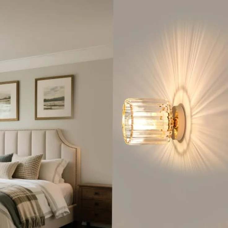 Goeco Deckenleuchte Kristall, E27 Fassung Ø13CM Moderne Deckenlampe mit Zylindrischem Kristallschirm, Eleganter Lampen Deckenleuchtung für Wohnzimmer Schlafzimmer Flur, Gold (ohne Leuchtmittel) – Bild 9