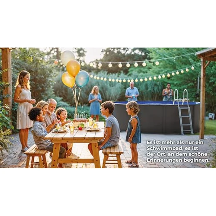 GRE Stahlwandpool-Set 'Anthracite' Ø 350 × 120 cm, mit Sandfilteranlage 4 m³/h, Edelstahl-Sicherheitsleiter und UV-Schutz PVC-Auskleidung – Bild 3