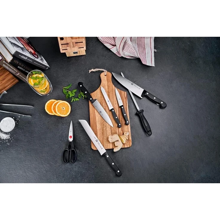 Zwilling Messerblock TWIN Chef 2 (8tlg), Messerblock mit 5 Messern + 1 Schere + 1 Wetzstahl, Bambus – Bild 8
