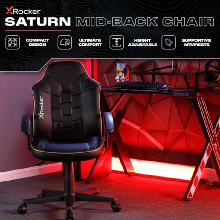 X Rocker Saturn - Gaming-Bürodrehstuhl für Kinder & Teenager - schwarz/gold – Bild 2