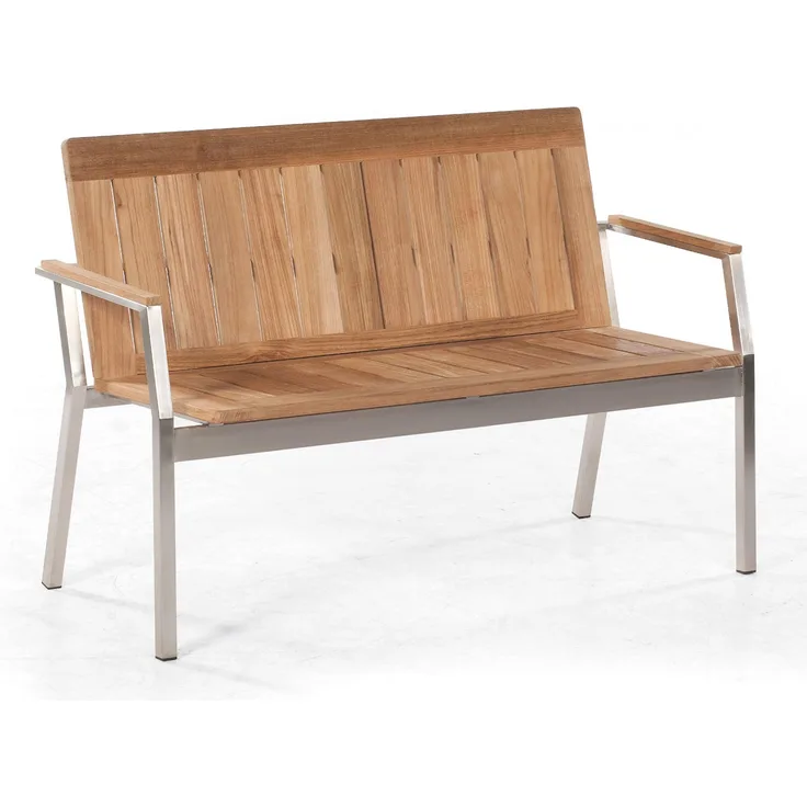 Sonnenpartner 2-Sitzer Sitzbank Eclipse 134 cm Edelstahl/Teakholz Old Teak Gartenbank