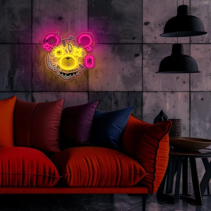 Forever Light LED Neon Art Wandkunst Wanddekoration Dekolicht Punk Teddy Bear – Bild 7