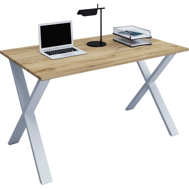 VCM Schreibtisch Lona 919619 Silber / Honig-Eiche H. 76 x B. 140 x T. 50 cm – Bild 1